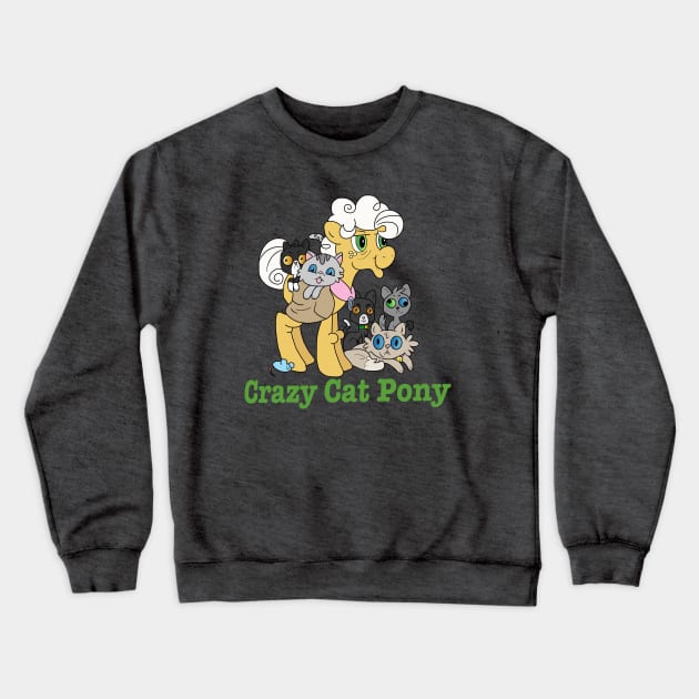 Crazy Cat Pony Crewneck Sweatshirt by AmyNewBlue